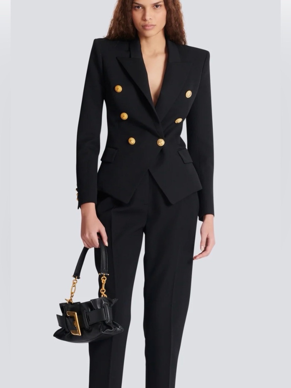 Balmain Paris Black Double-Breasted Blazer – Size 40